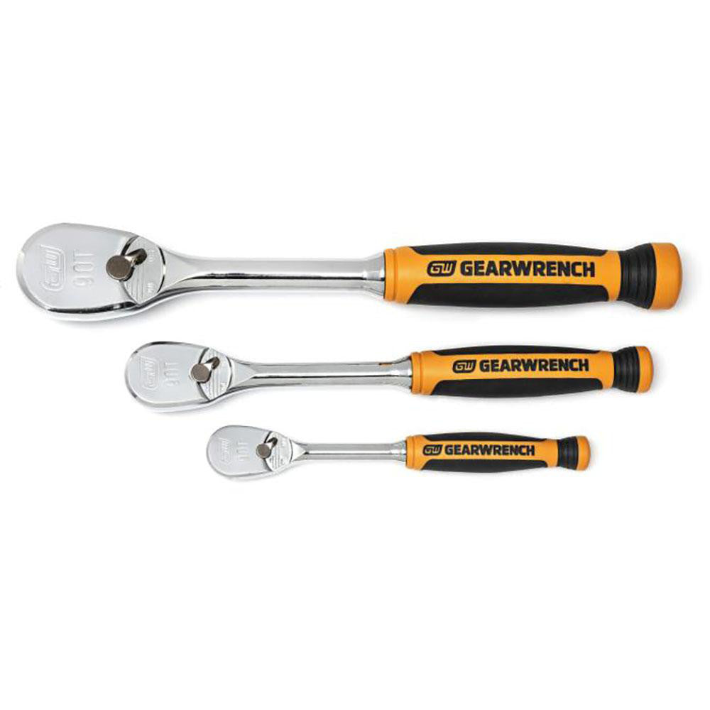 GEARWRENCH 81207T Ratchet Set 1/2, 1/4 & 3/8" Drive, Pear Head