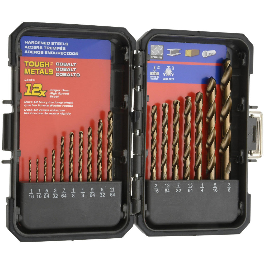 Mibro 492470 Drill Bit Set  Jobber Length Drill Bits,  17 Pc,  0.0625" to  0.3750" Drill Bit Size,  135 deg, Cobalt