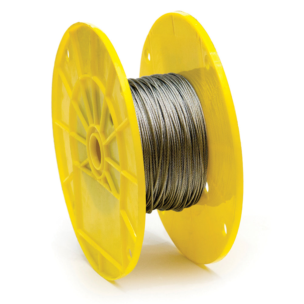 Mibro 500082 Wire Rope & Cable Product Type Aircraft Cable  Material Steel  Breaking Strength (Lb.) 95  Bare Diameter (Fractional Inch) 1/16  Length Ft. 500  Diameter (Inch) 1/16