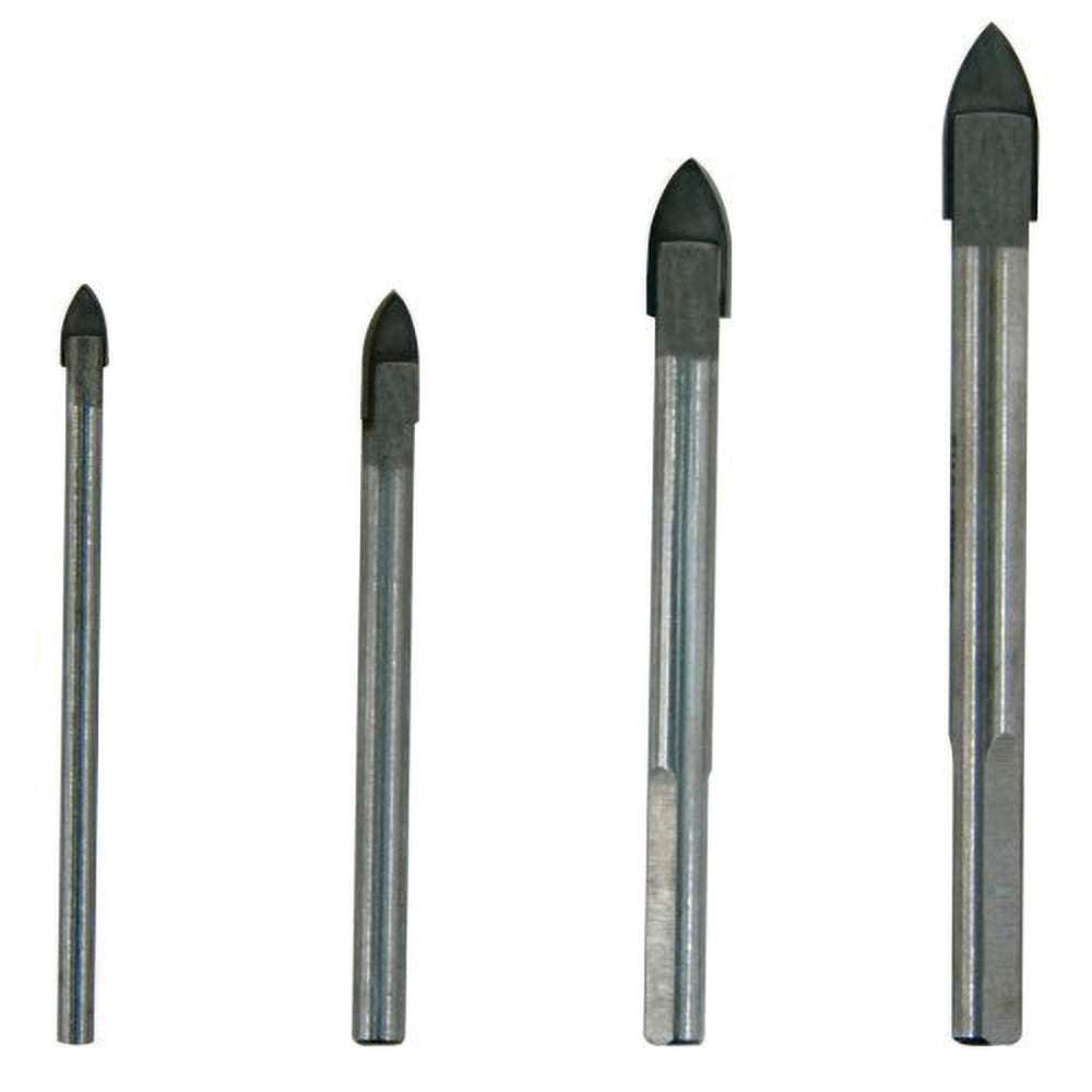 Mibro 456831 Drill Bit Set Tile & Glass Drill Bits, 4 Pc, 0.125" to 0.3125" Drill Bit Size, 118 &deg, Solid Carbide