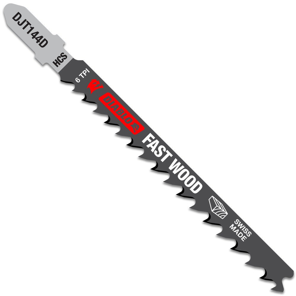 DIABLO DJT144D5 Jigsaw Blade High Carbon Steel, 6 TPI, 2.95" Blade Thickness, 2.95" Blade Width