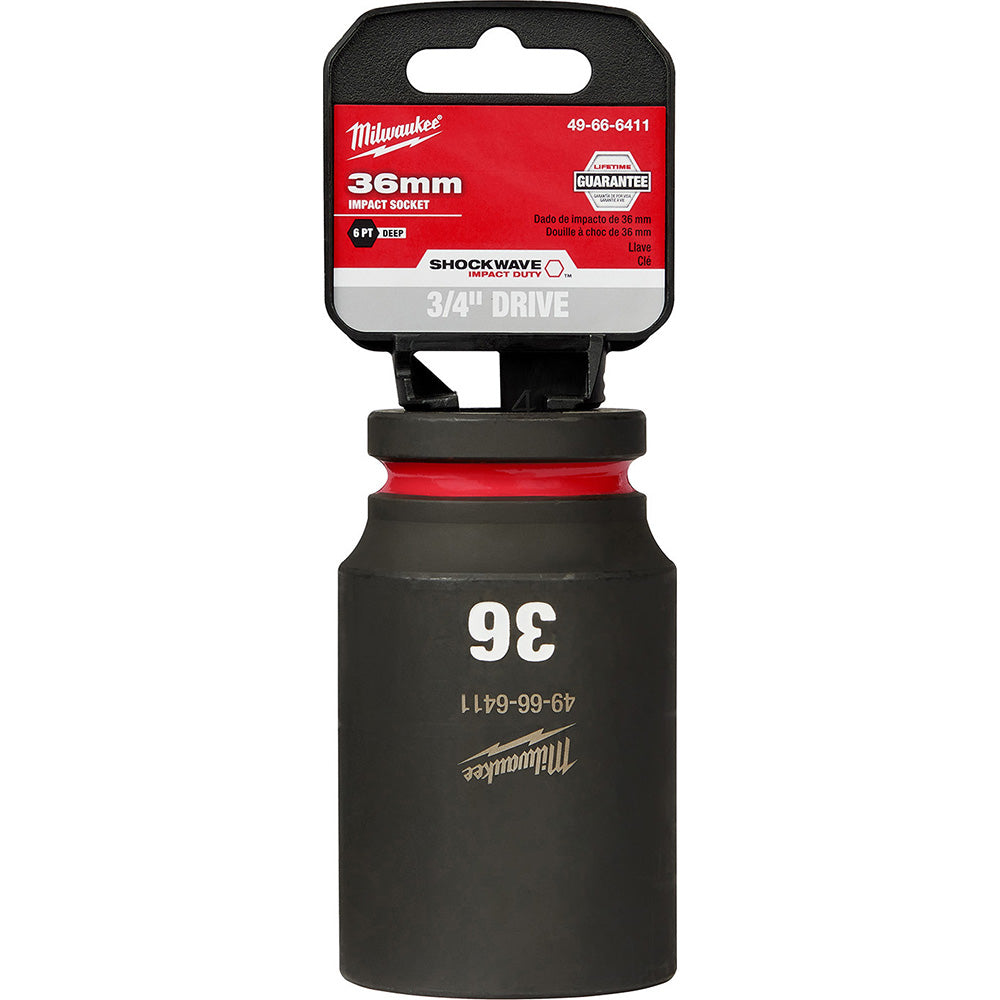 Milwaukee Tool 49-66-6411 Impact Socket 3/4" Drive, 36mm Socket, Hex Drive