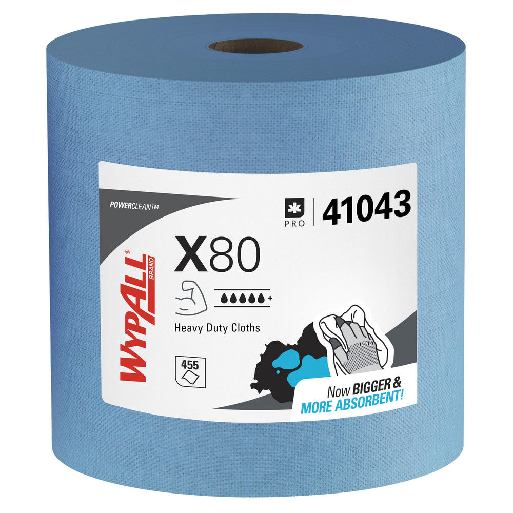 WypAll 41043 PowerClean™ x80 Heavy Duty Cloths (41043), Jumbo Roll, Extended Use Towels, Blue