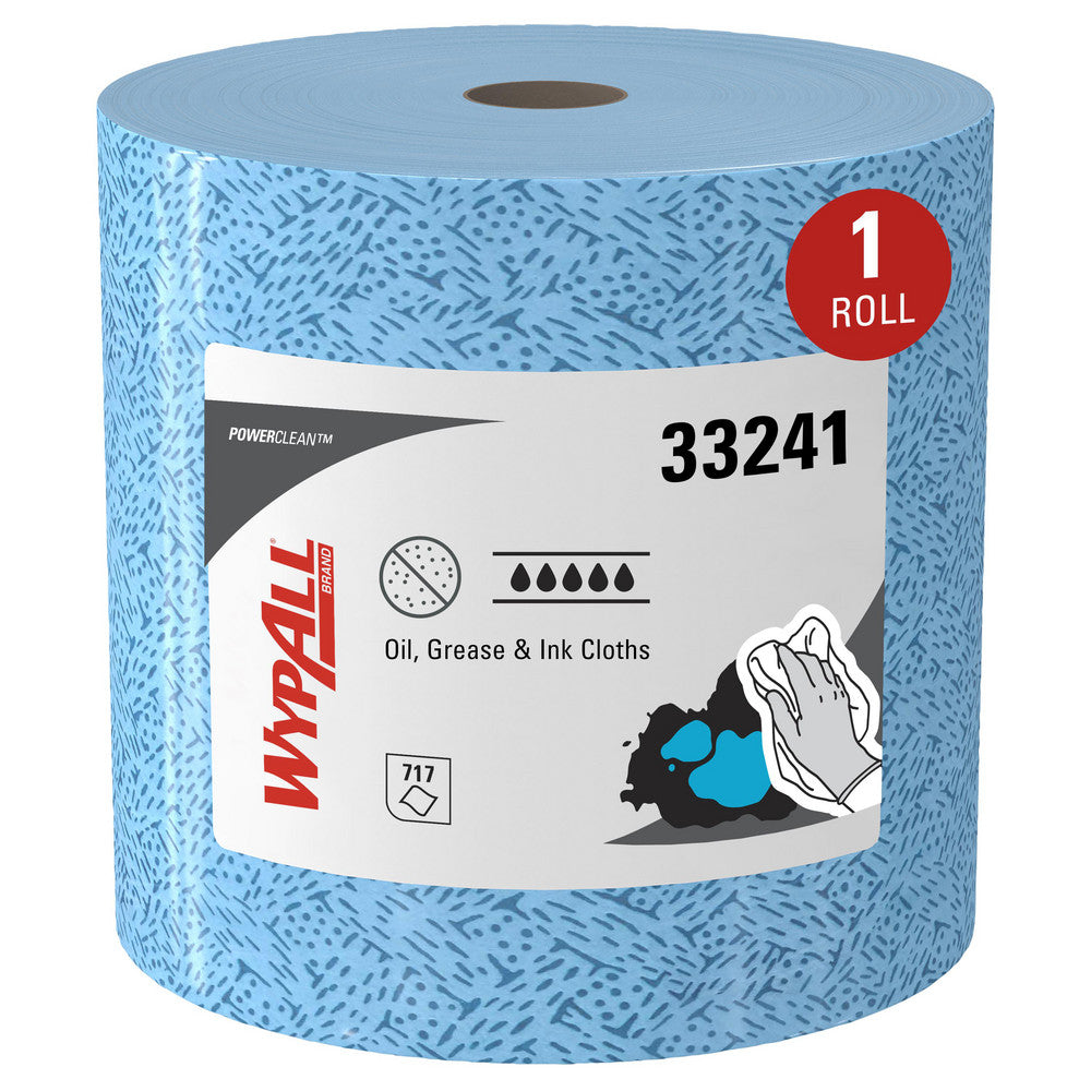 WypAll 33241 Oil, Grease & Ink Cloths (33241), Jumbo Roll, Lint-Free Towels, Blue
