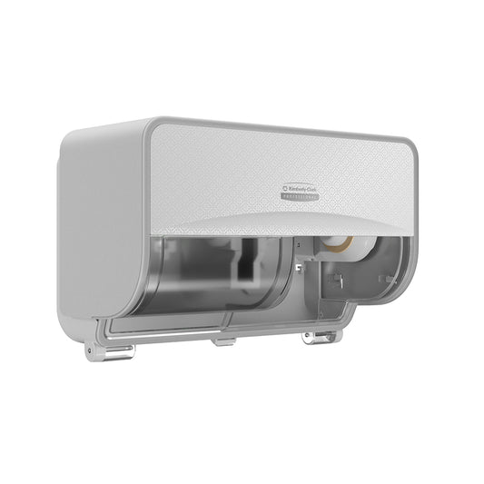Kimberly-Clark Professional 58712 ICON Coreless Standard Roll Horizontal Toilet Paper Dispenser 2 Roll, with White Mosaic Design Faceplate, 7.9" x 12.4" x 6.42"