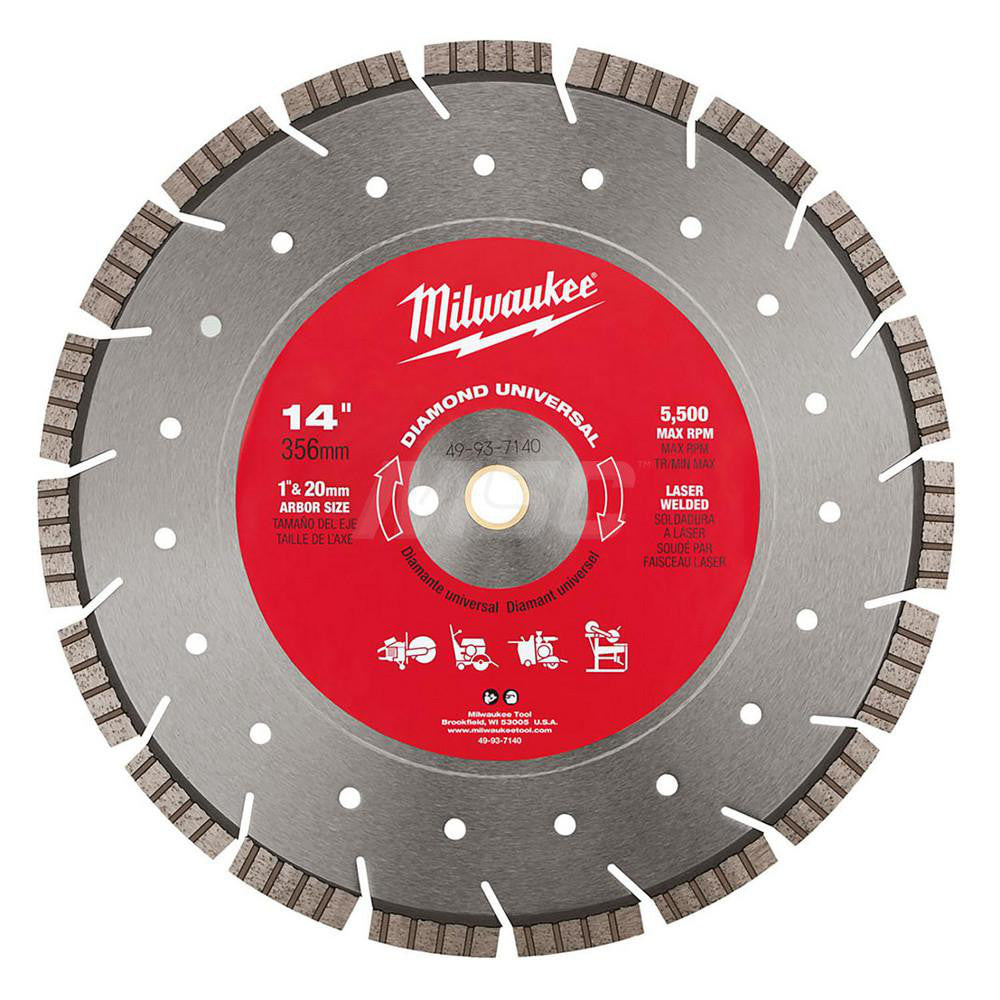 Milwaukee Tool 49-93-7140 Wet & Dry Cut Saw Blade 14" Dia, 1" Arbor Hole, 1/8" Kerf Width
