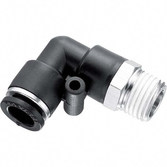 Prevost RPC MR4121 Push-To-Connect Tube to Male NPT Tube Fitting 90 &deg Male Elbow, 1/4" Thread, 1/4" OD