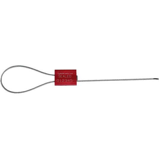 Tydenbrooks S46010121-01 Security Seals Type Cable Seal Security Seal  Overall Length (Decimal Inch) 13.10000 13.00  Operating Length 12 12in (Decimal Inch) Material Aluminum Aluminum Aluminum  Color Red  Breaking Strength (lb) 727.000 (Pounds)