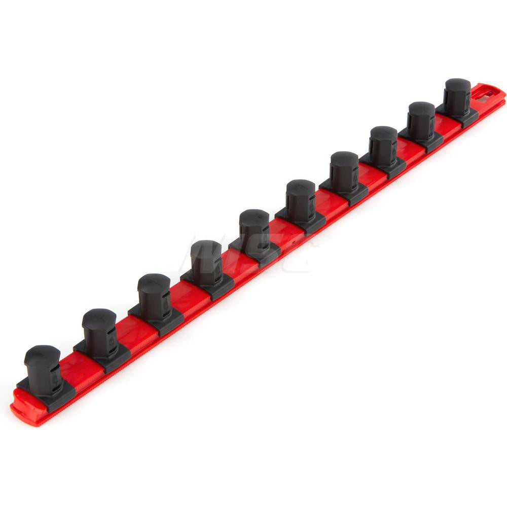 Tekton OSR33110 3/4 Inch Drive x 18 Inch Socket Rail, 10 Clips (Red)
