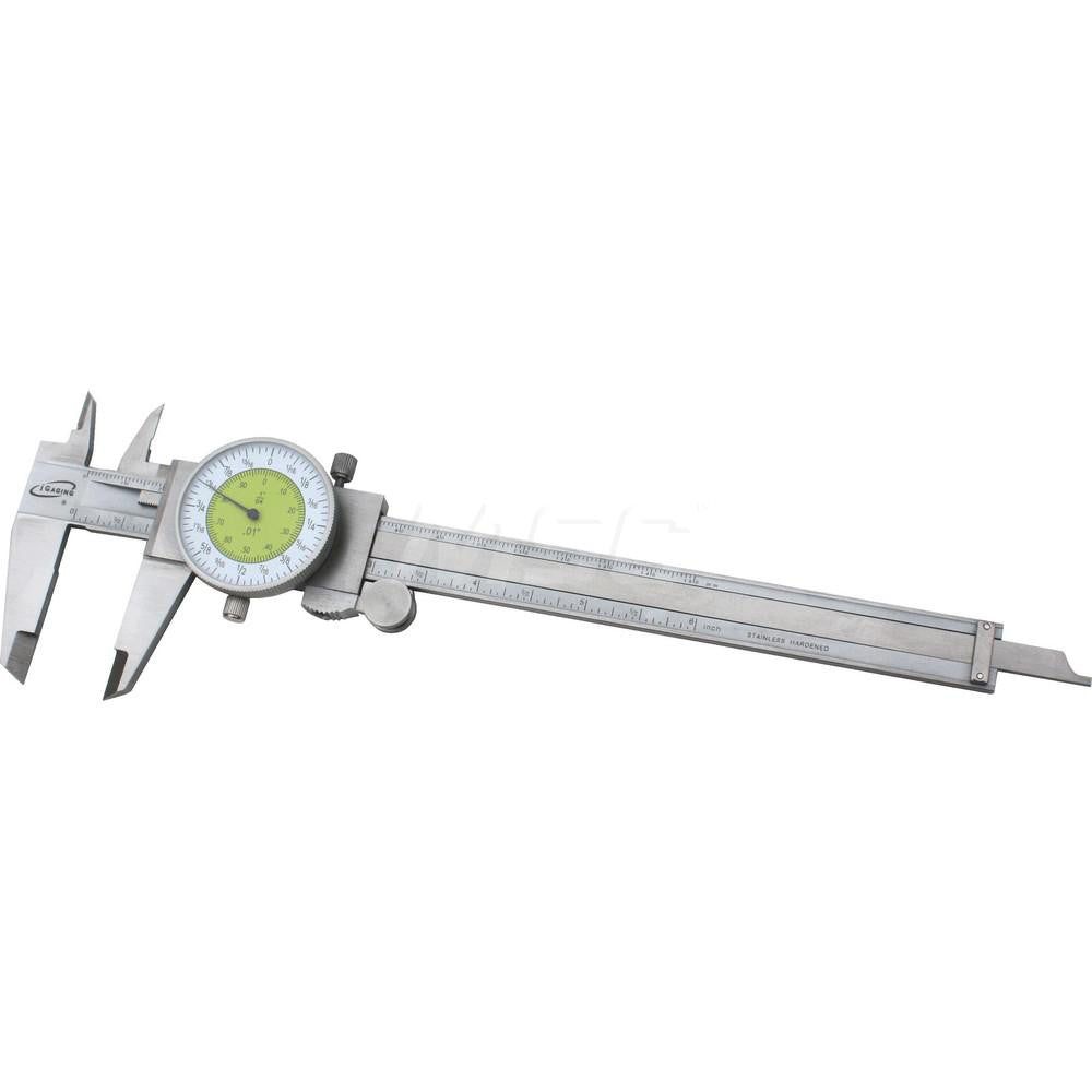 iGaging 100-164 Dial Caliper 6", 0.001000" Graduation, 0.1" per Revolution, 0.0050" Accuracy, Stainless Steel Jaws