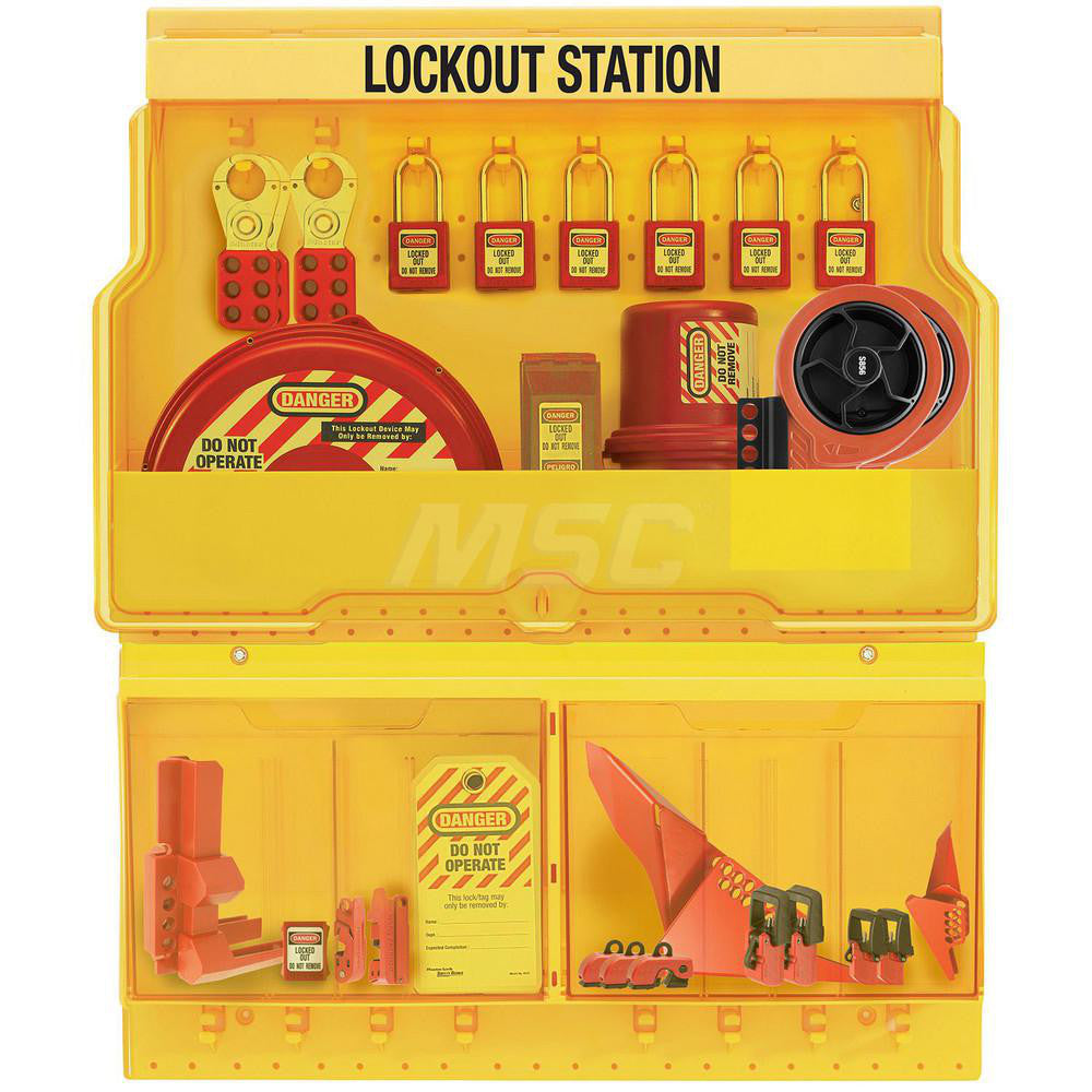Master Lock S1900VE410PRE Electrical & Valve Lockout Station Equipped, 32 Max Locks, Polycarbonate Station