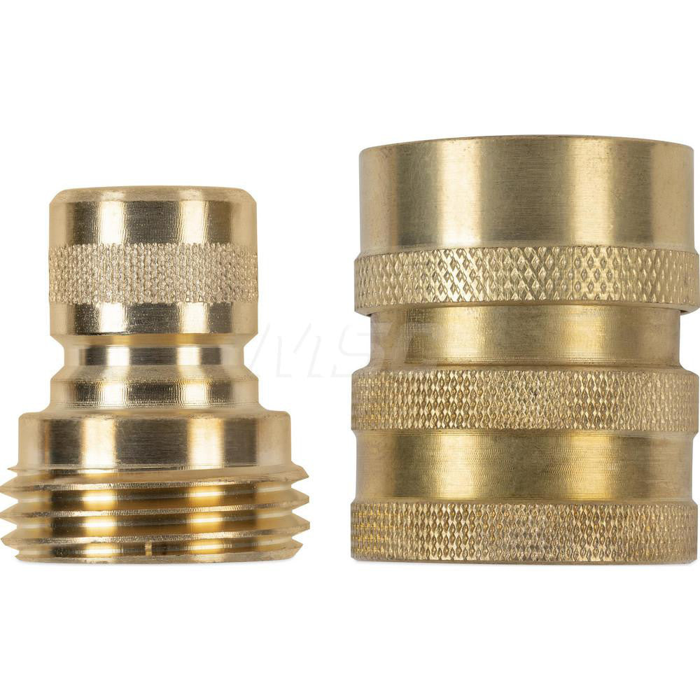 Nelson 801904-1002 Garden Hose Connector 0.75" Hose, Female, Male & Quick Connect, GHT, Brass