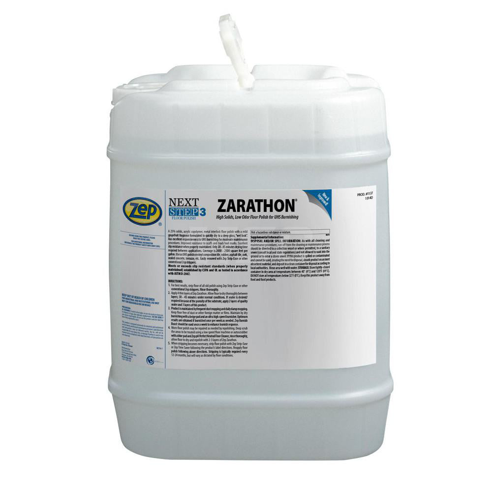 ZEP Inc 113735 Zarathon High Solids, Low Odor Floor Polish for UHS Burnishing, 5 gal, Mild Scent