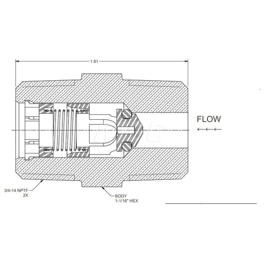 Parker 216PCKP-12 Check Valve 3/4" Pipe, Brass