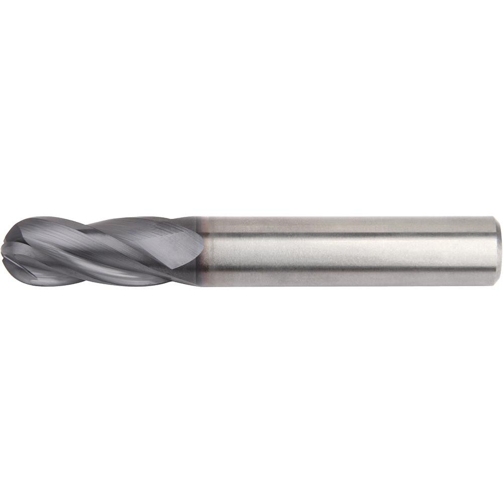 Widia 5825661 Ball End Mill 1/4" Dia, 1/2" LOC, 4 Flute, Solid Carbide