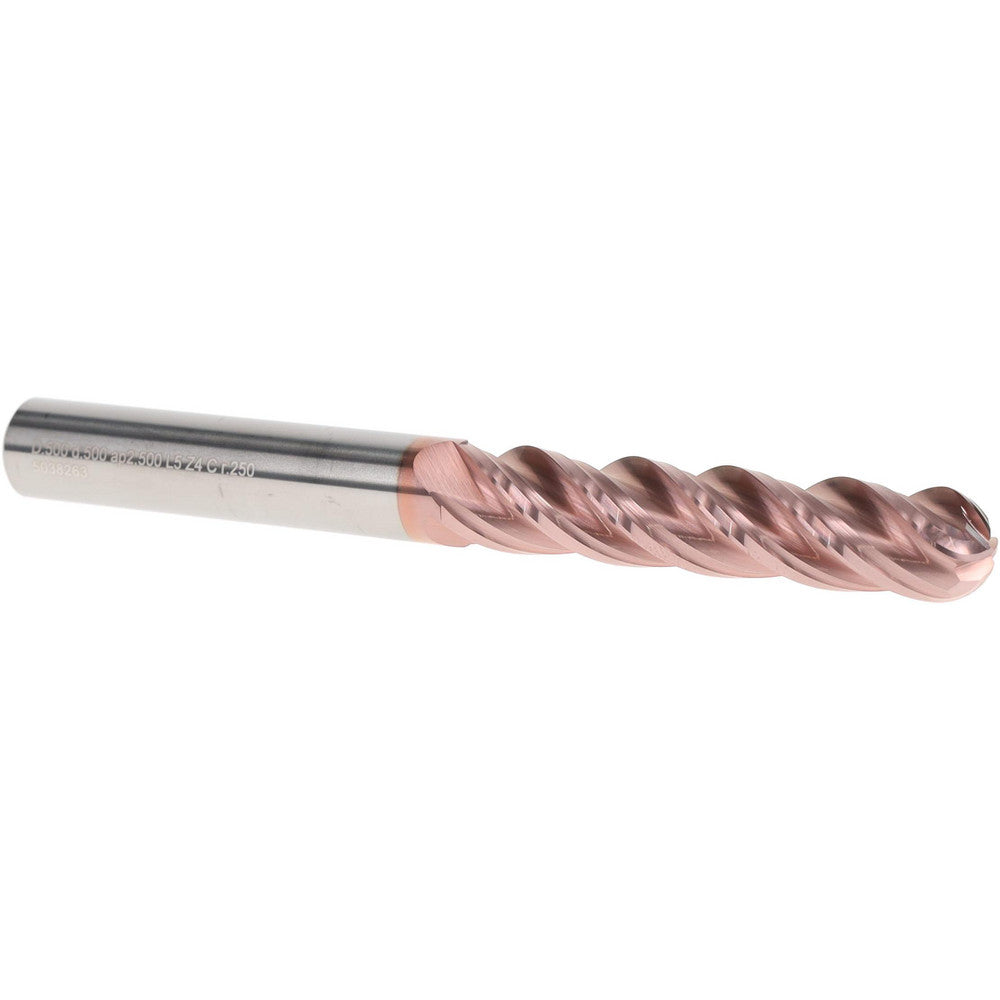 Iscar 3398314 Ball End Mill 1/2" Dia, 2-1/2" LOC, 4 Flute, Solid Carbide