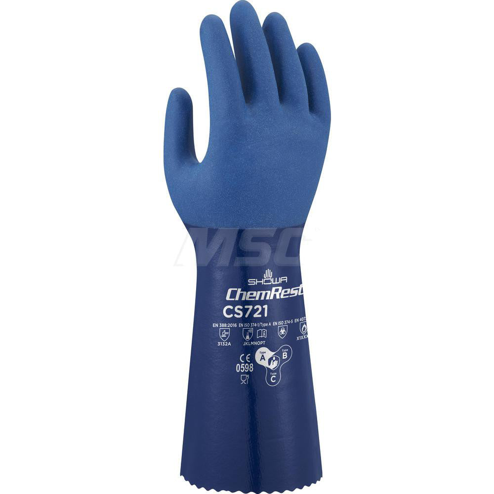 SHOWA CS721L-09 Chemical Resistant Gloves Large, 11 mil Thick, Nitrile-Coated, Nitrile, Supported