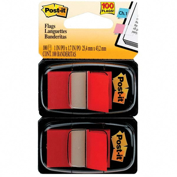 Post-It 7000052456 Self-Stick Page Flags Style Flag  Color Red  Size 1 in x 1.7 in  