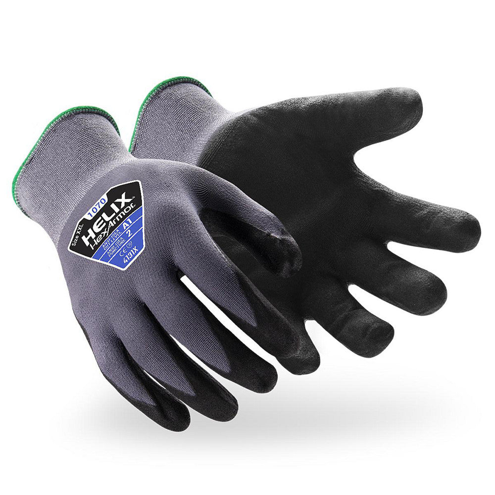 HexArmor 1070-XS (6) Cut & Puncture-Resistant Gloves Size XS, ANSI Cut A1, ANSI Puncture 2, Micro-Foam Nitrile, Nylon & Spandex Blend
