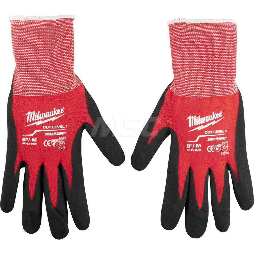 Milwaukee Tool 48-22-8901 Cut, Puncture & Abrasive-Resistant Gloves Size M, ANSI Cut A1, ANSI Puncture 0, Nitrile, Nylon