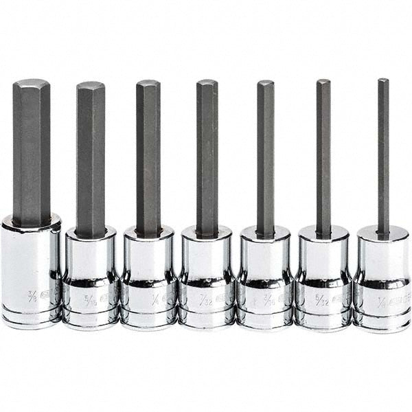 GEARWRENCH 82529 Hex Bit Socket Set 3/8" Drive, 7 Pc, 1/8 to 3/8" Hex