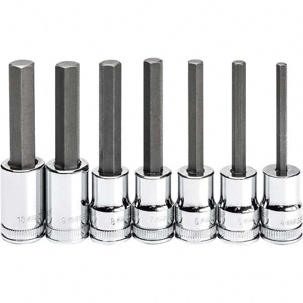 GEARWRENCH 82546 Hex Bit Socket Set 3/8" Drive, 7 Pc, 4 to 10 mm Hex