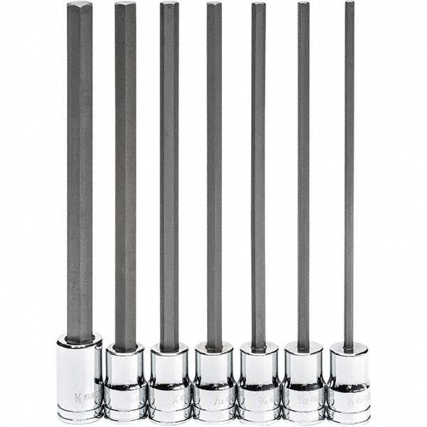 GEARWRENCH 82537 Hex Bit Socket Set 3/8" Drive, 7 Pc, 1/8 to 3/8" Hex