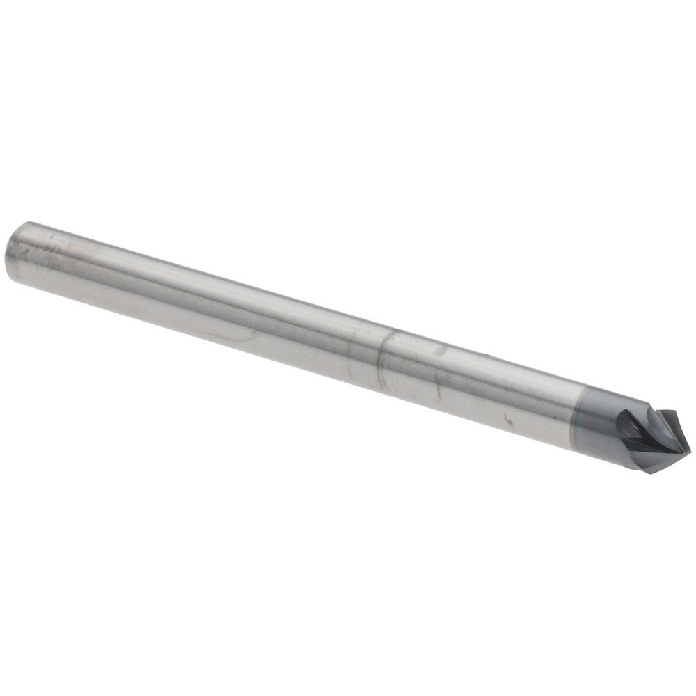 Harvey Tool 859708-C3 Chamfer Mill 1/8" Dia, 1/8" Shank Dia, 90 deg, 4 Flute, Solid Carbide, Single End