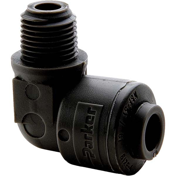 Parker FB6ME4-HBLK Push-To-Connect Tube Fitting Male Elbow, 1/4" Thread, 3/8" OD