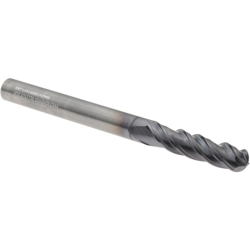 Kennametal 6767738 Ball End Mill 1/4" Dia, 1" LOC, 4 Flute, Solid Carbide