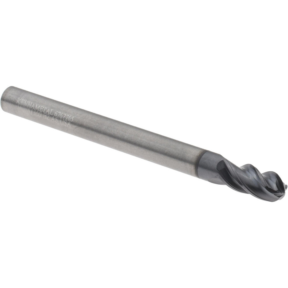 Kennametal 6767765 Ball End Mill 3/16" Dia, 3/8" LOC, 4 Flute, Solid Carbide