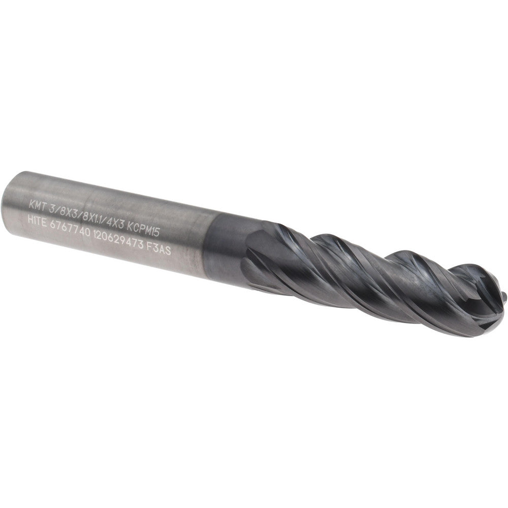 Kennametal 6767740 Ball End Mill 3/8" Dia, 1-1/4" LOC, 4 Flute, Solid Carbide