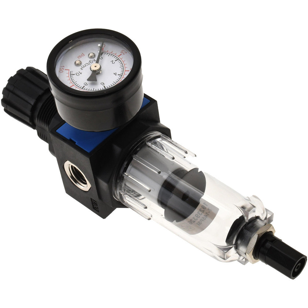 Pro-Source FR500A-02N FRL Combination Unit 1/4 NPT, Miniature with Pressure Gauge