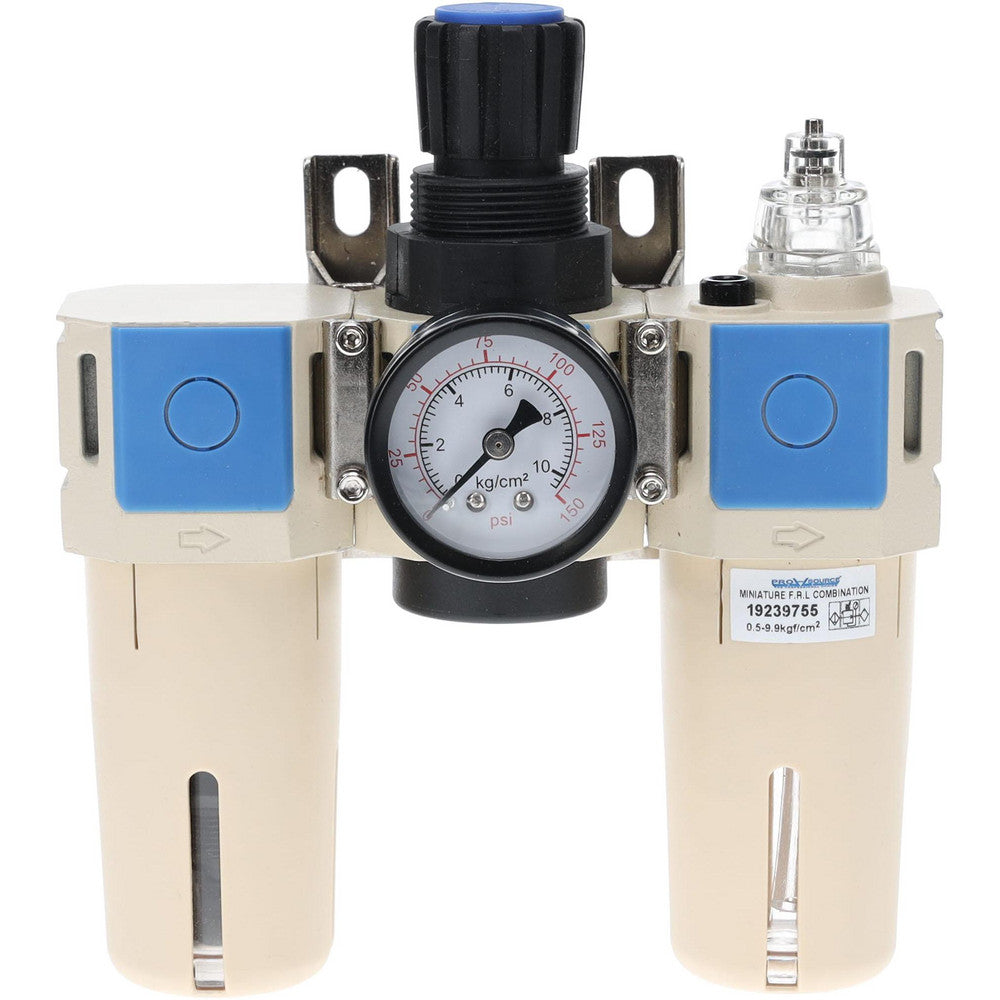 Pro-Source FRL700C-02N FRL Combination Unit 1/4 NPT, Compact with Pressure Gauge