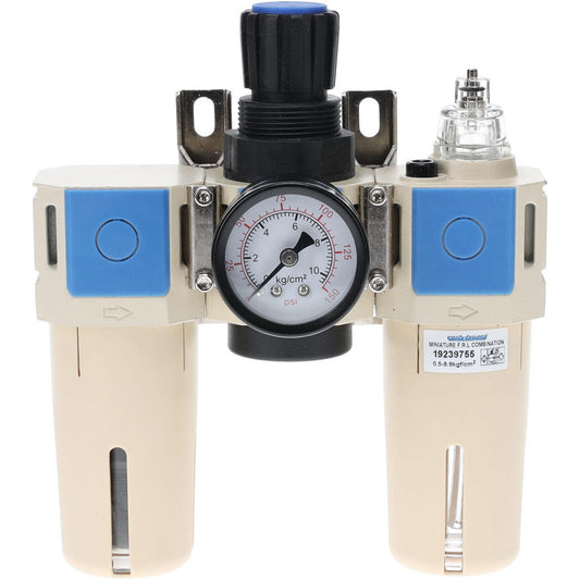Pro-Source FRL700C-02N FRL Combination Unit 1/4 NPT, Compact with Pressure Gauge