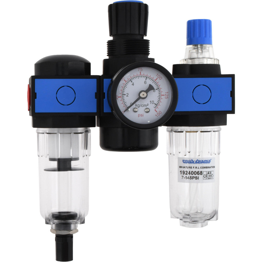 Pro-Source FRL700A-02N FRL Combination Unit 1/4 NPT, Miniature with Pressure Gauge