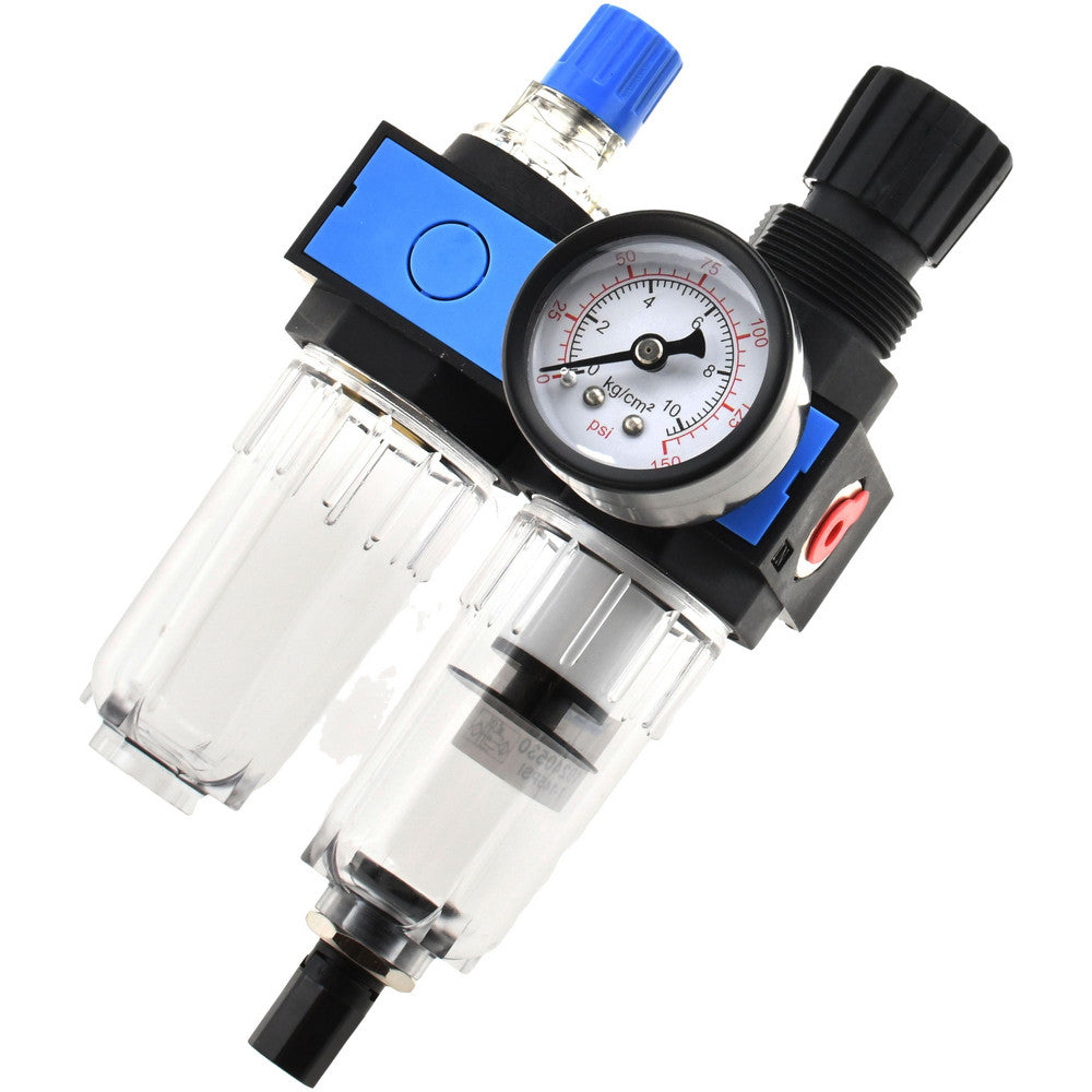 Pro-Source FRL600A-01N FRL Combination Unit 1/8 NPT, Miniature with Pressure Gauge