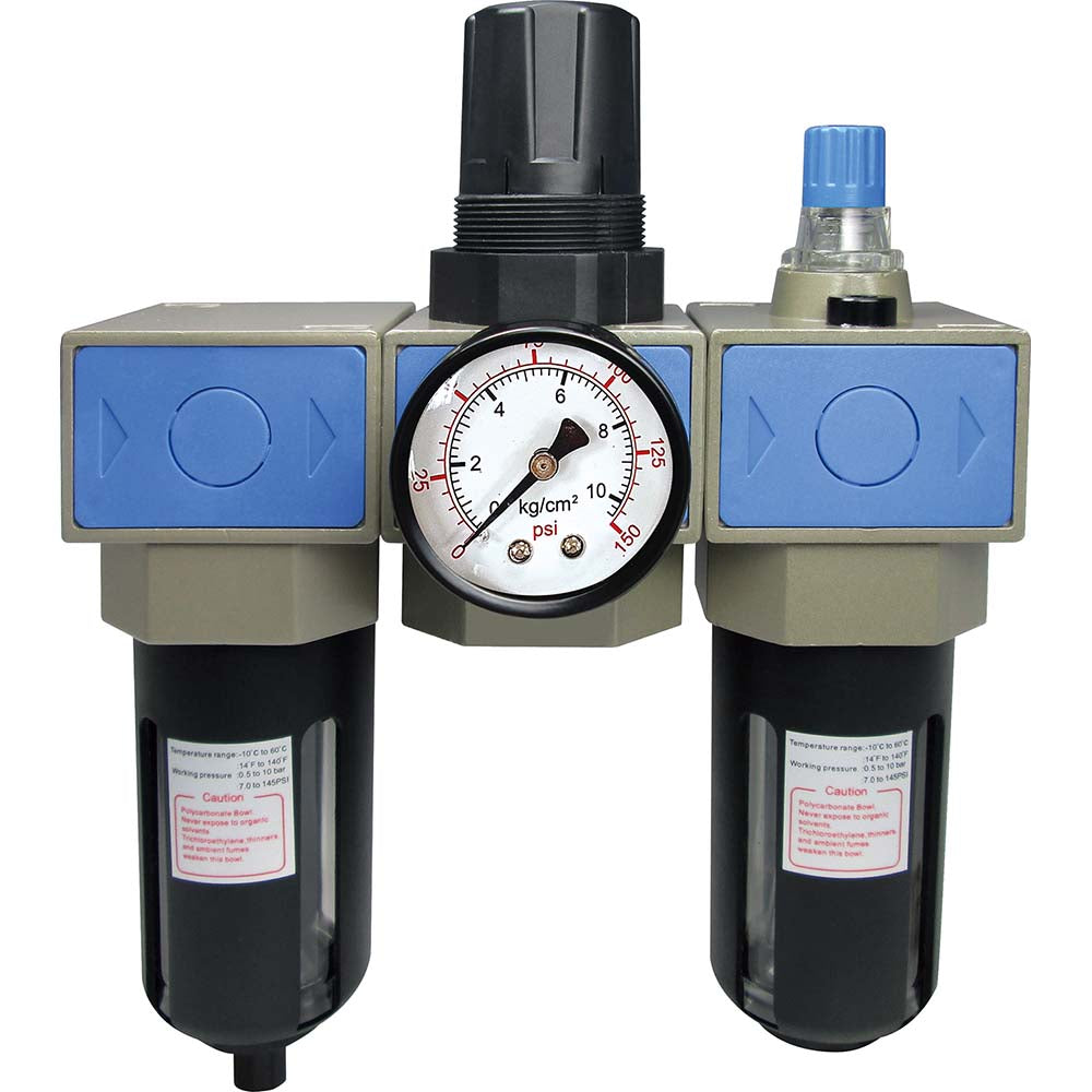 Pro-Source UFRL-03N FRL Combination Unit 3/8 NPT, Intermediate with Pressure Gauge