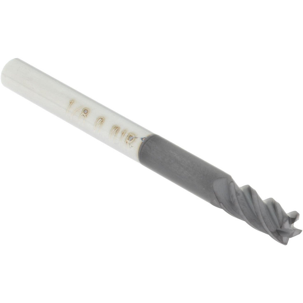 Accupro 19250687 Corner Radius End Mill 1/8" Dia, 1/4" LOC, 0.01" Radius, 4 Flutes, Solid Carbide