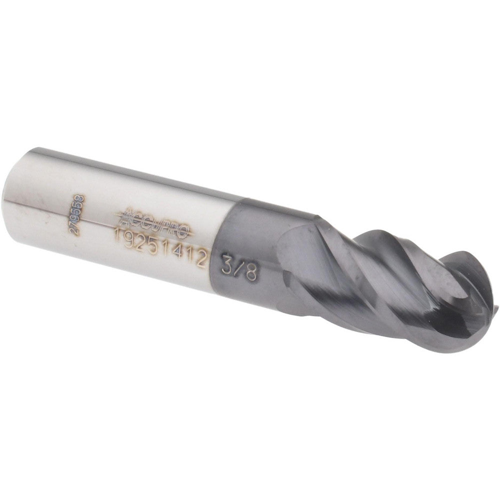 Accupro 19251412 Ball End Mill 0.3750" Dia, 0.6250" LOC, 4 Flute(s), Solid Carbide
