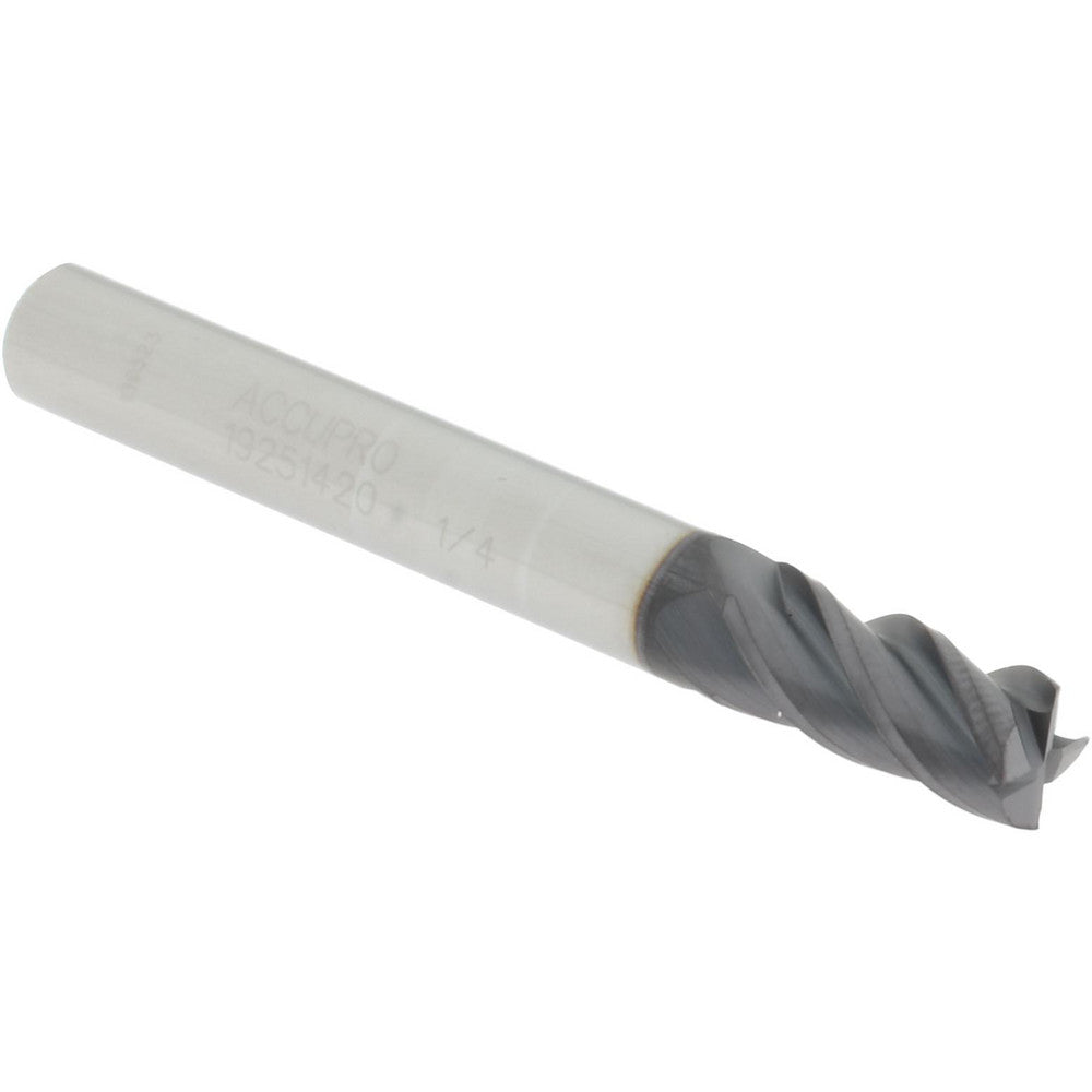 Accupro 19251420 Square End Mill 1/4" Dia, 1/2" LOC, 4 Flute, Solid Carbide