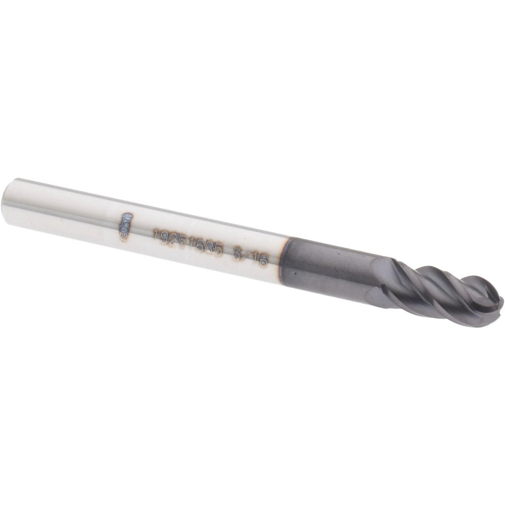 Accupro 19251685 Ball End Mill 0.1875" Dia, 0.3750" LOC, 4 Flute(s), Solid Carbide