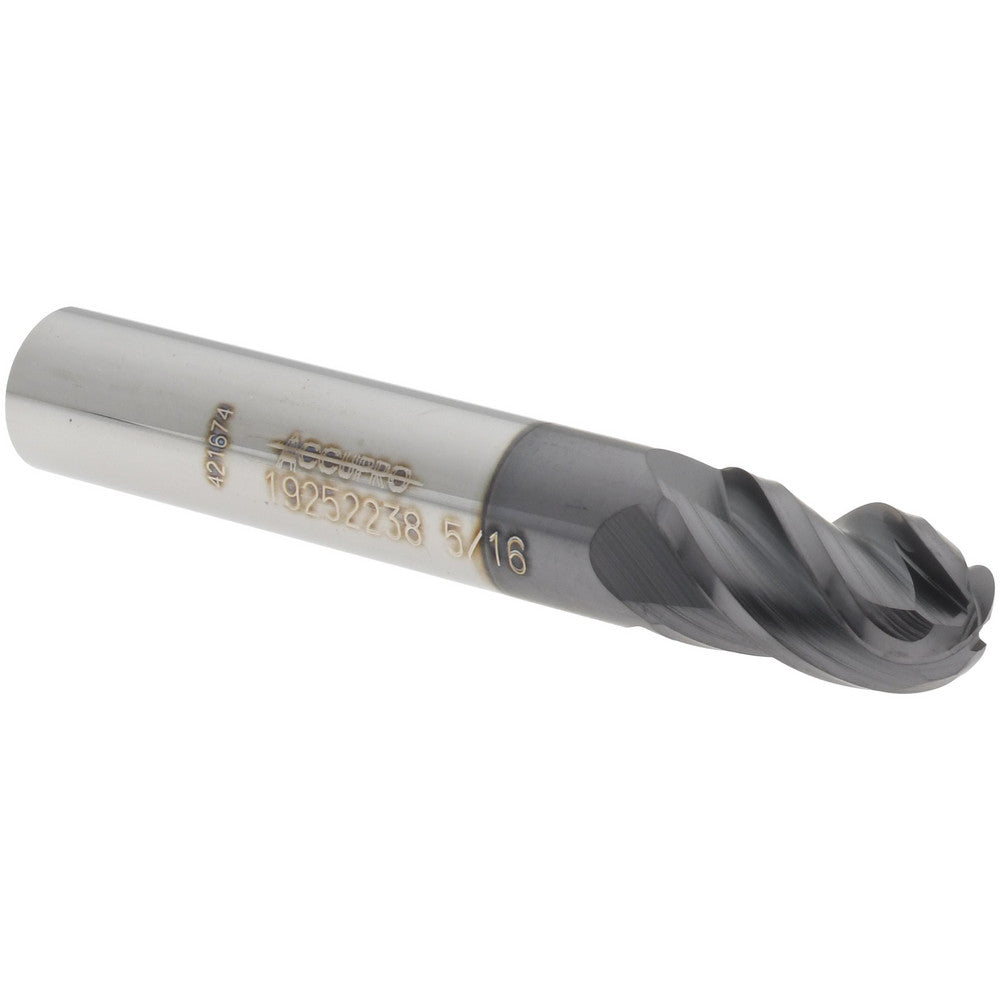 Accupro 19252238 Ball End Mill 0.3125" Dia, 0.5000" LOC, 4 Flute(s), Solid Carbide