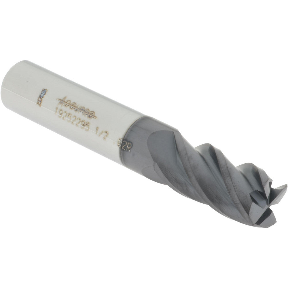 Accupro 19252295 Corner Radius End Mill 1/2" Dia, 1" LOC, 0.02" Radius, 4 Flutes, Solid Carbide