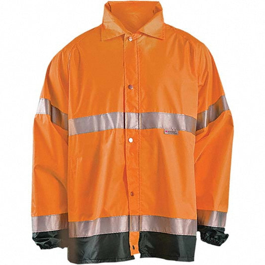 OccuNomix LUX-TJR-OM Rain Jacket Size Large, ANSI 107-2015 Type R Class 3, High-Visibility Orange, Polyester
