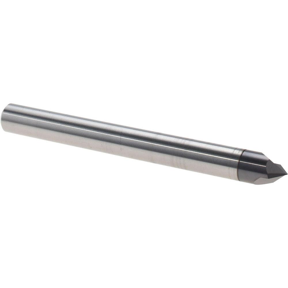 Harvey Tool 47650-C3 Chamfer Mill 1/4" Dia, 1/4" Shank Dia, 100 deg, 2 Flute, Solid Carbide, Single End