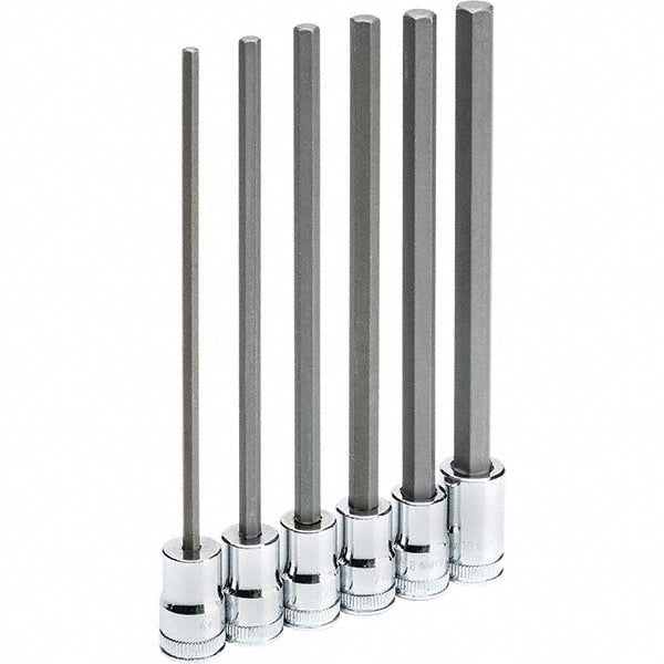 GEARWRENCH 82554 Hex Bit Socket Set 3/8" Drive, 6 Pc, 4 to 10 mm Hex