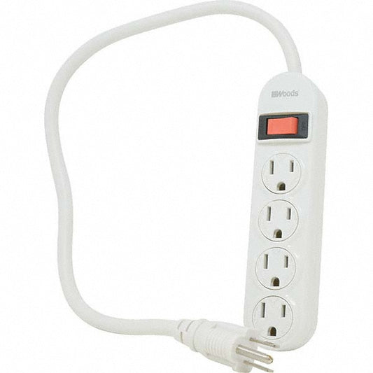Southwire 41299 Power Outlet Strips Amperage 15 A Amperage 15 A Voltage 120 V Protection Type Standard Number of Outlets 4 Number Of Outlets 4 Mounting Type Free Hanging Keyhole Strip Length 3 in Cord Length 18 in Voltage 120 V Overall Depth 3 in
