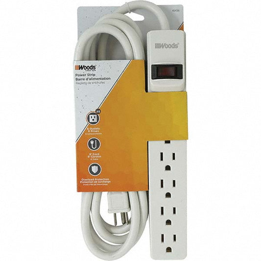 Southwire 41436 Power Outlet Strips Amperage 15 A Amperage 15 A Voltage 120 V Protection Type Standard Number of Outlets 6 Number Of Outlets 6 Mounting Type Free Hanging Keyhole Cord Length 96 in 8 ft Voltage 120 V Strip Length (Inch) 4-1/2 Strip L