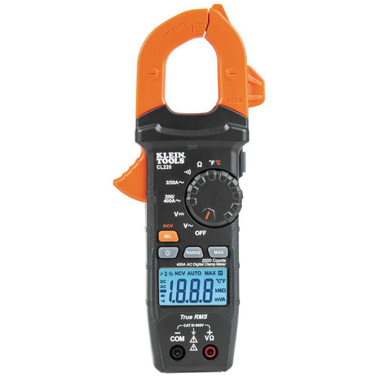 Klein Tools CL220 Auto Ranging Clamp Meter CAT III & CAT IV, 1.61" Jaw, Clamp On Jaw